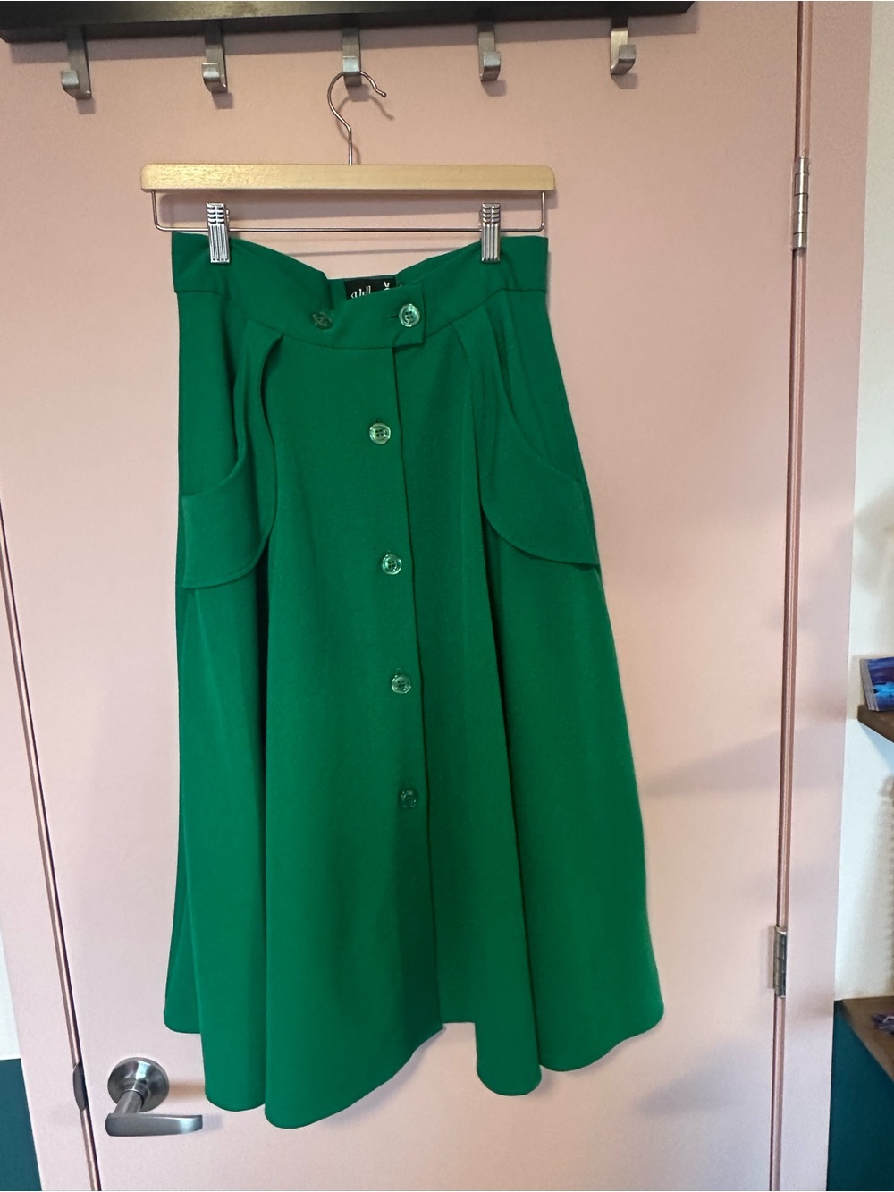 Hell Bunny Green A-Line Button-Front Women's Skirt Small
